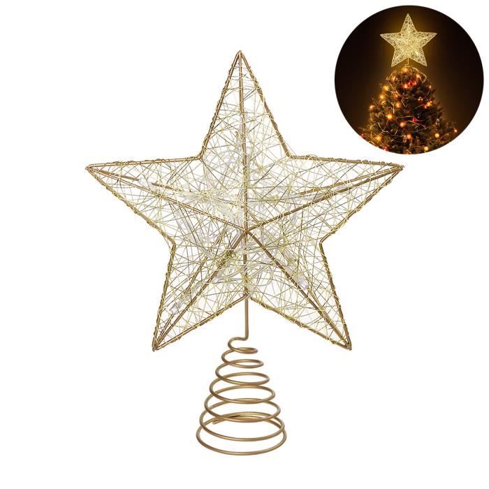 Arbre de Noël LED Star Tree Topper Décoration sur cime d'arbre à piles