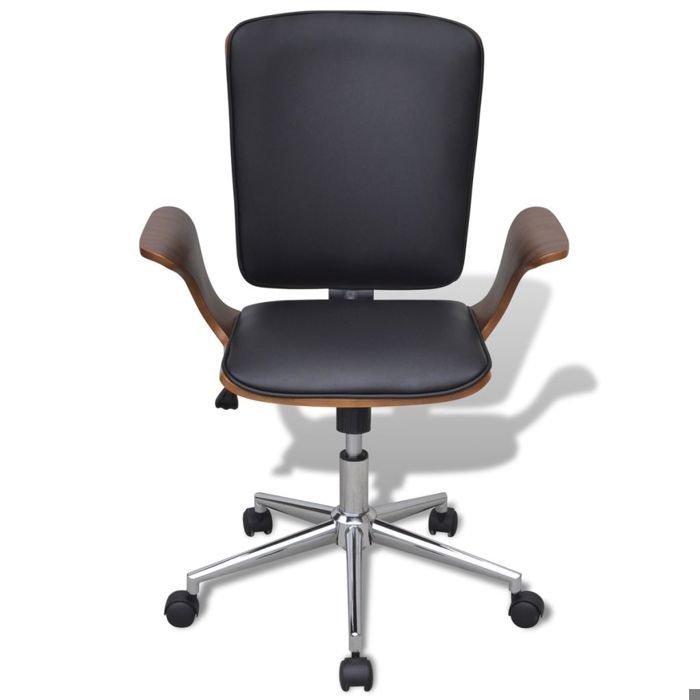 Fauteuil chaise chaise de bureau rotative en bois cintré avec revêtement en faux cuir 0502045 Fauteuil chaise chaise de bureau rotative en bois cintré avec revêtement en faux cuir 0502045