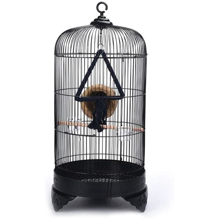 AJWCages à Oiseaux Grande Cage à Oiseaux Ronde en métal Budgie Canary