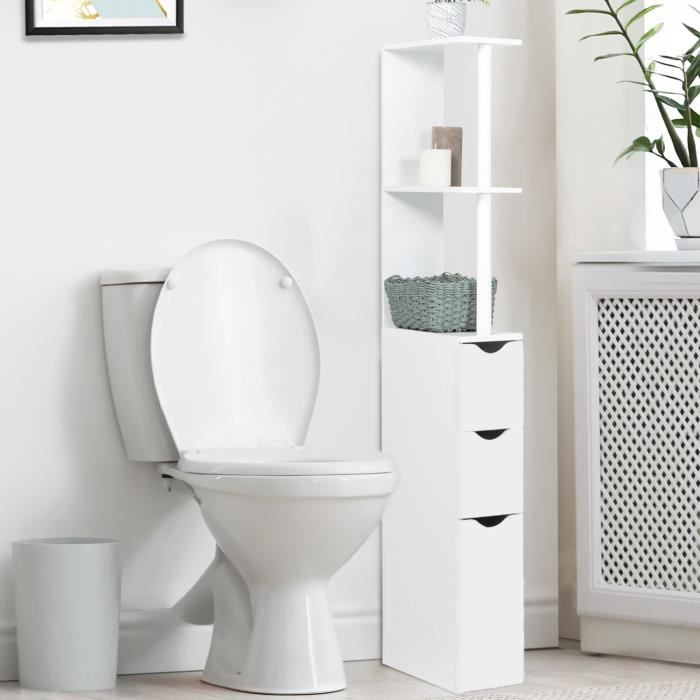 Meuble WC étagère WILLY - ID MARKET - Blanc - Gain de place pour toilettes  - Cdiscount Maison