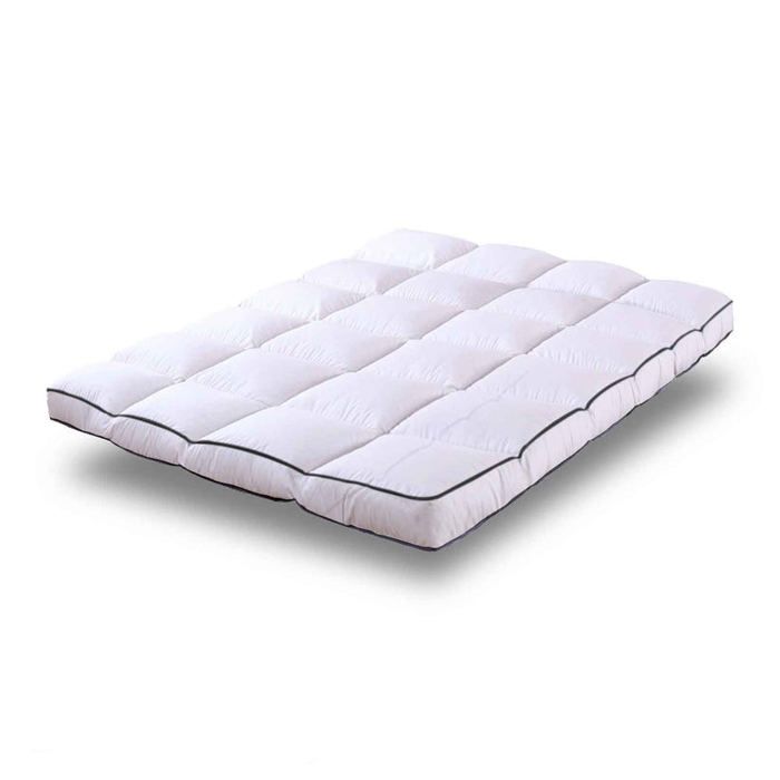 SAMPUR Surmatelas Plumes 200x200 by   100% Plumes de Canard  Mi-Ferme et Moelleux  &Eacute;paisseur 8 cm 