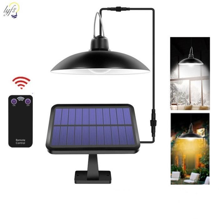 Pluuttiem Lampe Solaire Suspendue Extérieure Double Tête – Lustre LED Étanche IP65 Pour Jardin, Terrasse, Grange Ou Abri