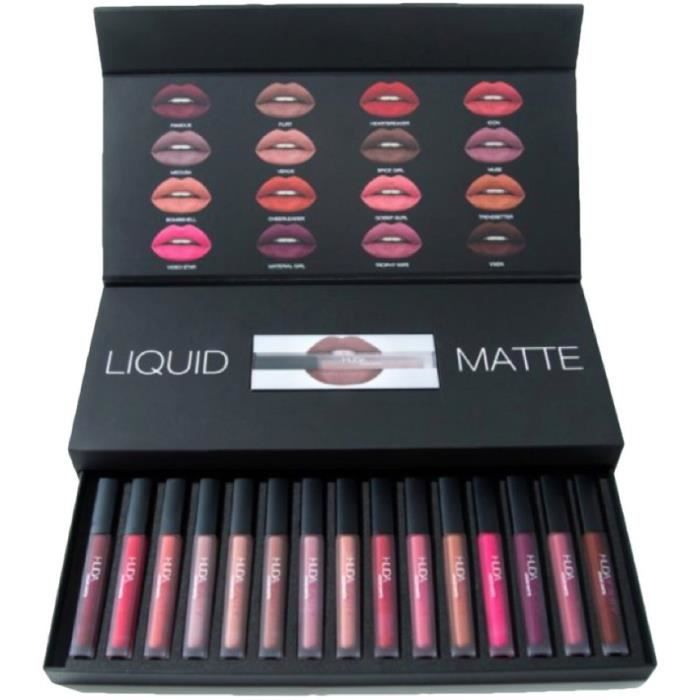 Huda Beauty Coffret De 16 Rouge à Lèvres Liquides Mat Coffret Noel 2018
