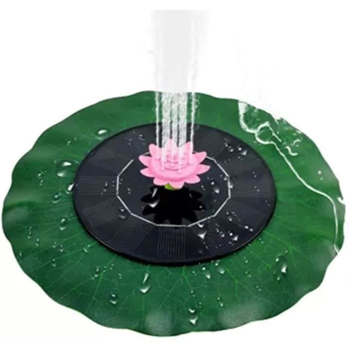 Fontaine Solaire De Bassin En Forme De Feuille De Lotus - 1,4 W, 7 Buses, Pompe Flottante, Décoration Jardin/Étang (Diam. 21,5 Cm)