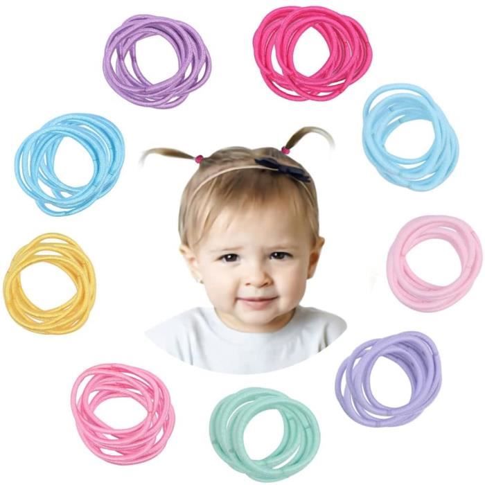 200 pièces elastique cheveux fille , 3 cm elastique cheveux bebe petit  elastique à cheveux pour enfant fille[A930] - Cdiscount Au quotidien