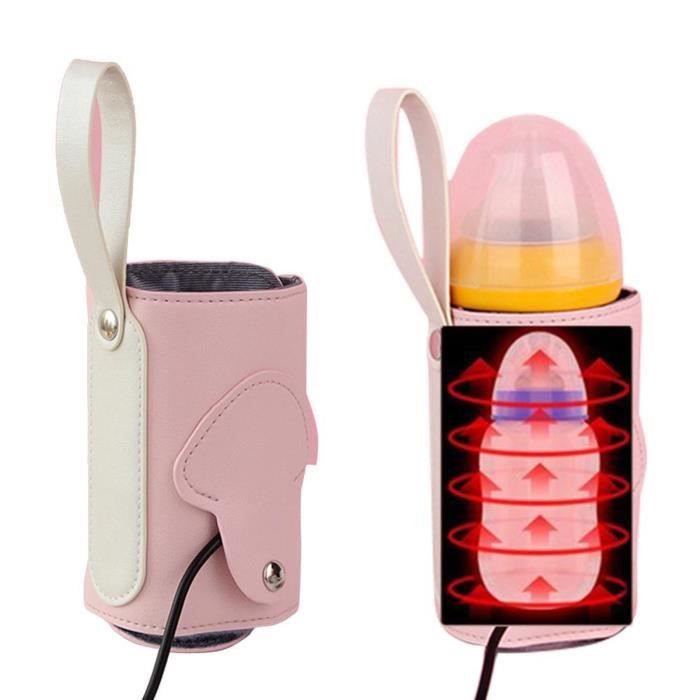 Chauffe Biberon Voiture USB Portable Sac Chauffe Bebe Biberon Chauffe Lait Pour Voyage,Réchauffeur De Biberon USB,Portable Lait De Voyage Chauffe-couvercle Couverture De Rangement Isolation Thermostat