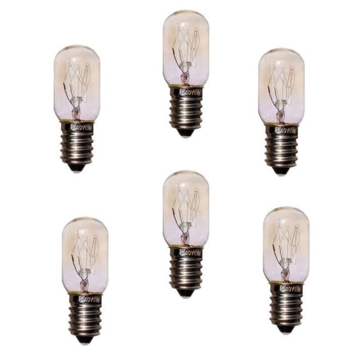 Luminaire d'intérieur,Ampoule E14 T20, 220V, 15W, pour réfrigérateur, lampe  à Filament de tungstène, lampe à sel - 6pcs 15W[F8] - Cdiscount Maison