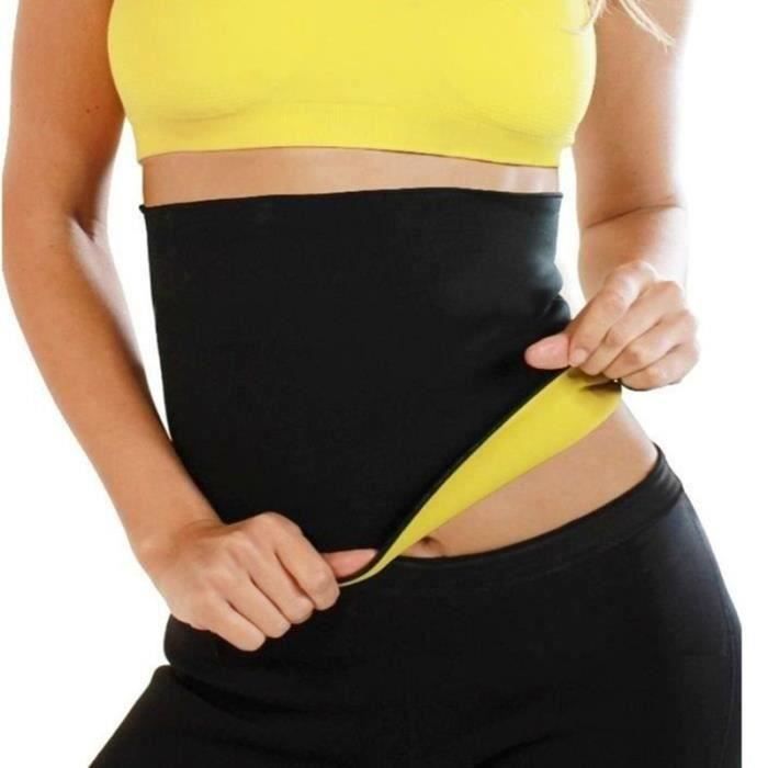 ceinture de sudation abdominale femme - sauna sportif remise en forme - gaine amincissante néoprène plat - noir