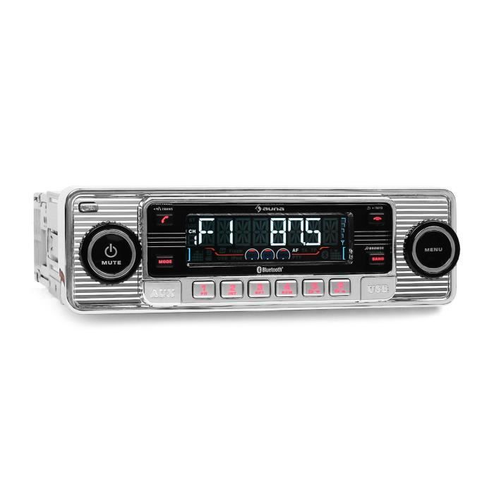 AUTORADIO BLUETOOTH LOOK RETRO AUNA LECTEUR CD MP3 USB SD RADIO FM RDS STREAMING