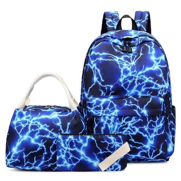 Cartable Enfant 3 Pièces (sac à Dos + Lunch Bag + Trousse) - 24L, Motif Dessin Animé, Léger Et Confortable, Pour école Primaire
