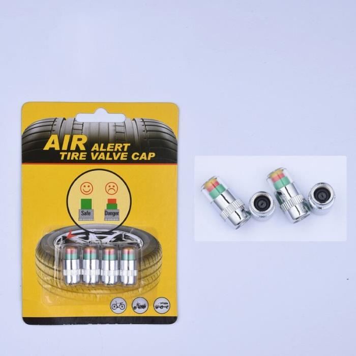 Lot De 8 Bouchons De Valve Indicateurs De Pression Des Pneus 3 Couleurs - Vert Jaune Rouge Pour Voiture, Moto Et Vélo