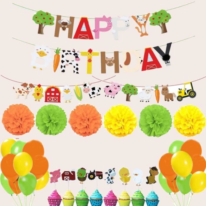 Lot De 32 Décorations De Gâteau D'anniversaire Animaux De La Ferme - Éléments Tels Que Vaches, Moutons, Cochons Et Poules Pour Fête à Thème De La Ferme