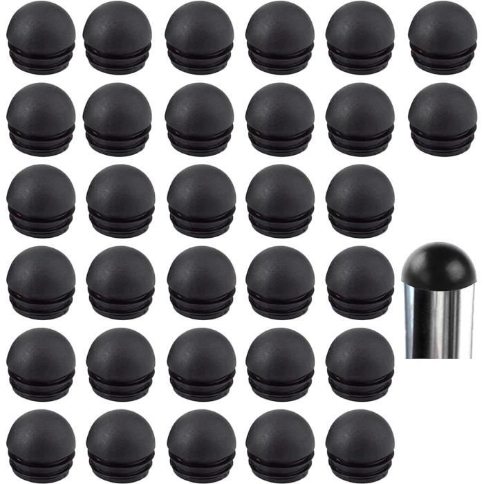 Unlorspy Lot de 20 embouts ronds en plastique noir de 2,5 cm de diamètre pour pieds de meubles et chaises, embouts en caoutchouc pour pieds de chaise de bureau (rond