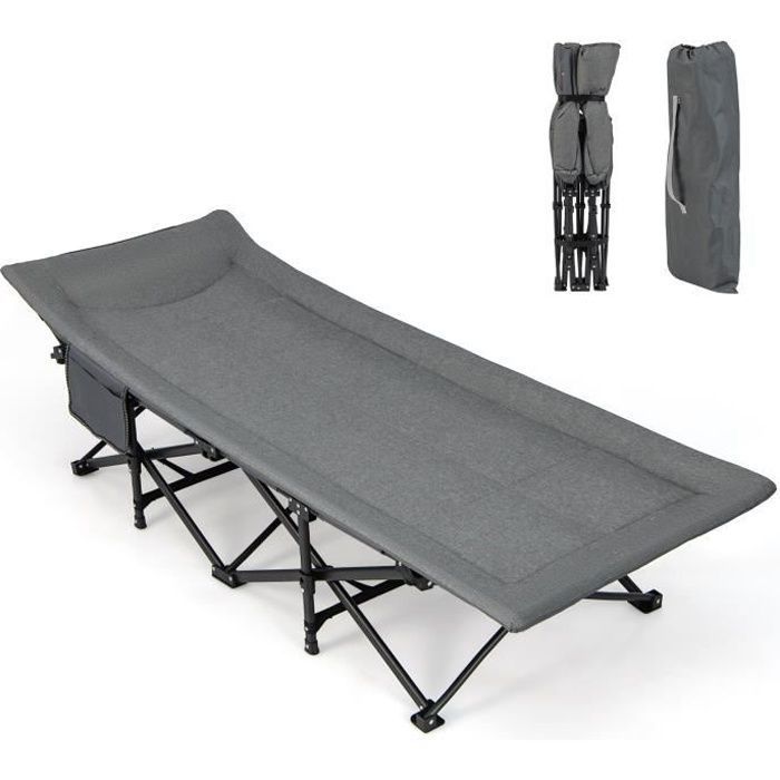 Lit De Camping Pliable Outsunny - Pour Adulte 190x68cm | Charge 150kg - Sac Inclus