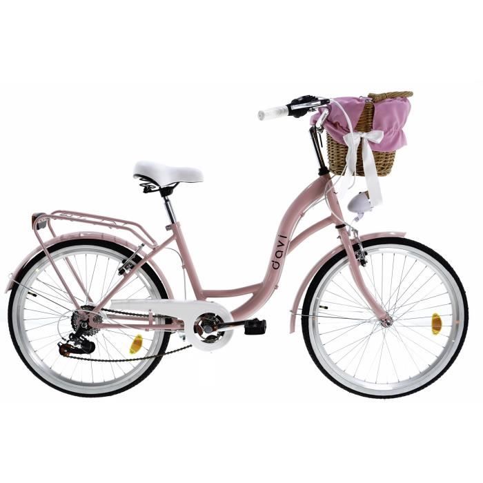 Vélo pour enfants avec panier en osier Davi Amelia, 6 vitesses Roue 24\