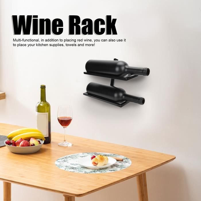 Sertay Range-Bouteilles, Casier à Vin En Métal, Casiers à Vin En Métal Comptoir, Support De Table Pour Bouteilles De Vin, Organisateur De Casier à Vin, Pour Bar, Cave à Vin, Séjour, Cuisine(Noir