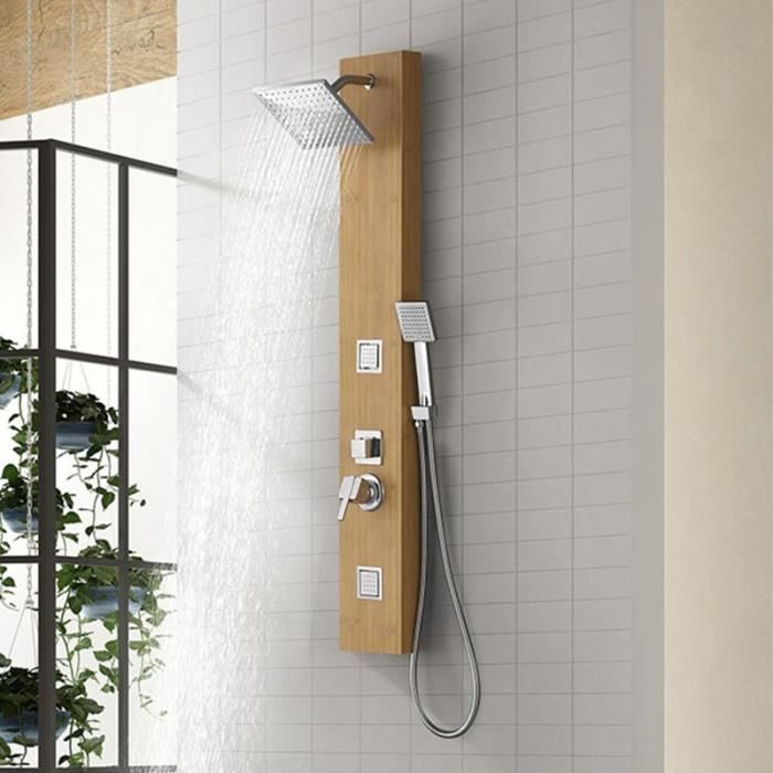 Colonne de douche hydromassante ES003Z 180 x 1300 Bambou Cdiscount