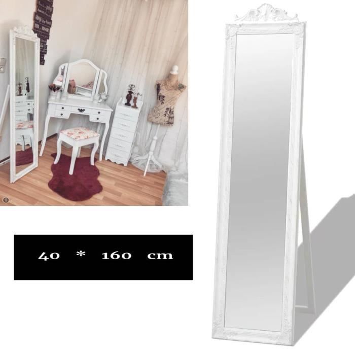 Miroir Sur Pied - AKOZON - 160x40 Cm - Noir - Bois Et Verre