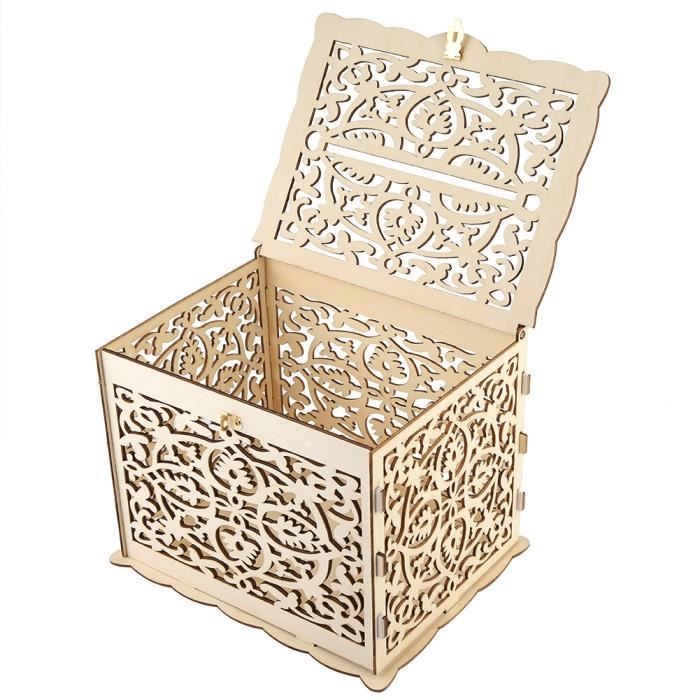 Boîte à Cartes De Mariage Bois Et Acrylique – Fenêtre Transparente, Design Rustique - 11