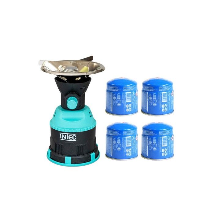 INTEC Gaslampe 1100W - Campinglampe Mit Piezo-Zündung Für Butankartuschen