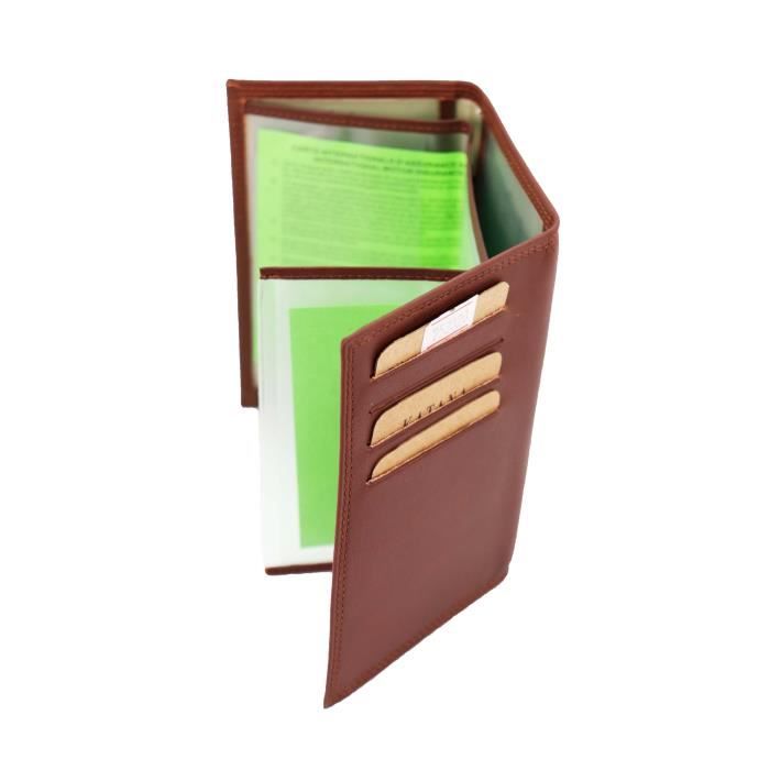 Etui Carte Grise En Cuir Katana - Chocolat, Dimensions 9x14x1.5 Cm | Garantie 1 An