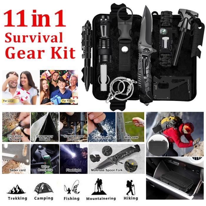 Outil Multifonction Survie - Hache, Pince, Marteau - Pour Camping, Randonnée, Urgence - Rouge