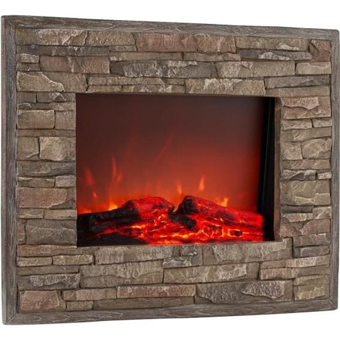 KLARSTEIN Alpbach chemin&eacute;e &eacute;lectrique 1800W, 2 niveaux d'intensit&eacute;, 65 cm, illusion de pierre