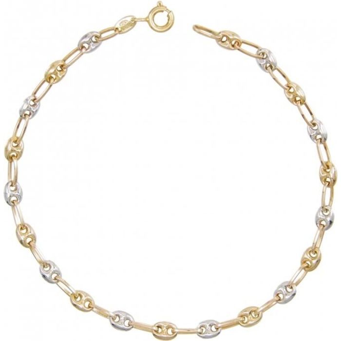 Bracelet Femme Grain de Café Jaune et Blanc - Or Bicolore - LATELIER DAZUR Bracelet Femme Grain de Café Jaune et Blanc - Or Bicolore - LATELIER DAZUR