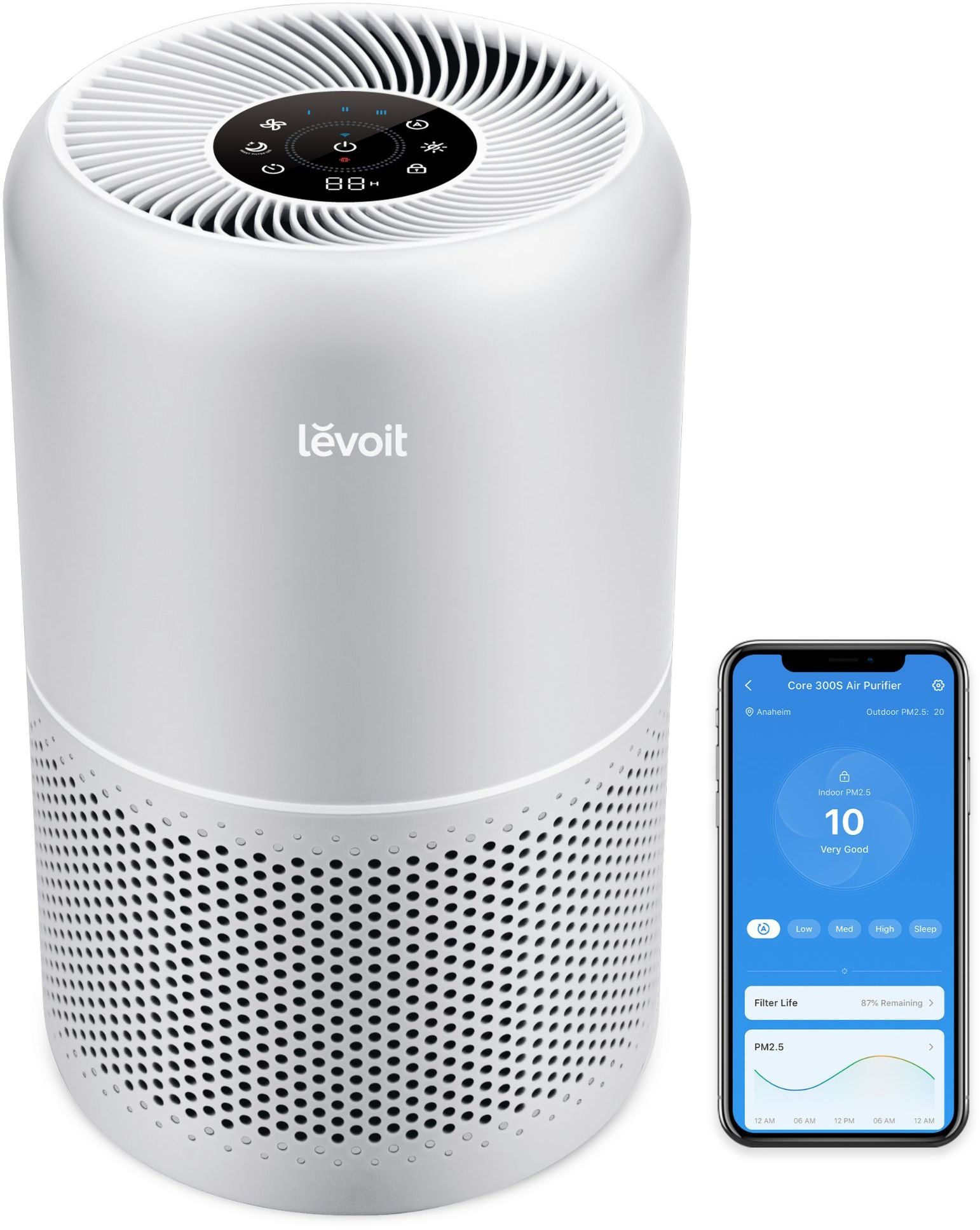 Purificateur dair - Levoit - Core 300S Pro - Filtration 3 étapes - Surface jusqu’à 50 m² - Silencieux dès 22 dB - Puissance 23 W