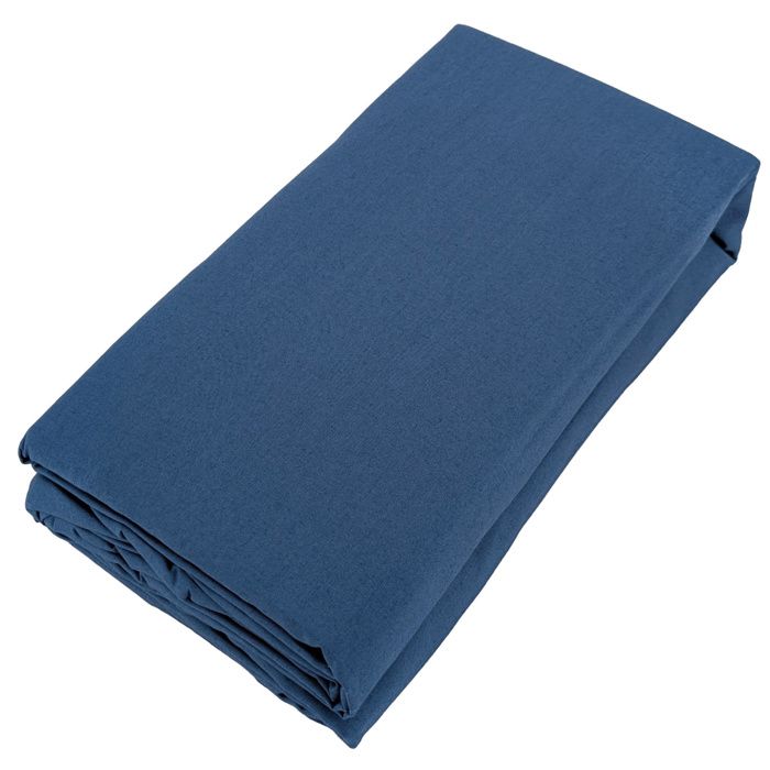 Drap housse uni 160x200 cm bonnet 40 cm percale de coton MANOIR bleu Marine