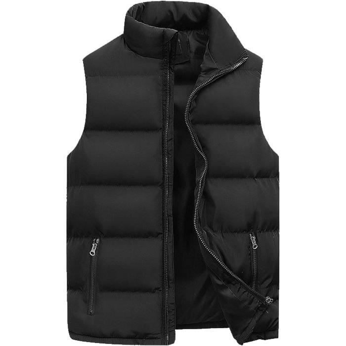 Gilet Matelassé Homme Sans Manches - Col Montant, Coupe Droite, Pour Sport Et Décontracté