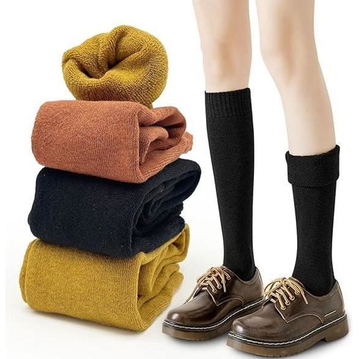Lot de 3 paires de chaussettes en tricot pour femmes et filles chaussettes thermiques dhiver chaudes chaussettes longues