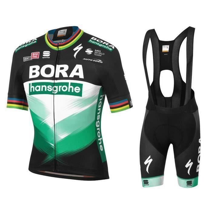 Lixada Maillot Cyclisme Homme Manches Courtes + Cuissard Bretelles 5D Gel – Respirant, Léger Et Confortable Pour Route Et VTT