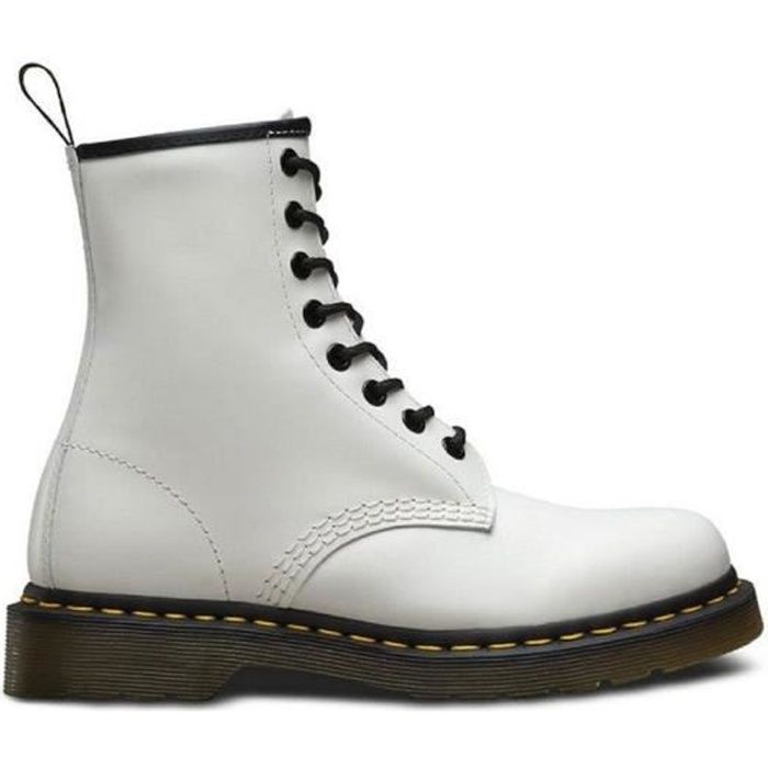 Bottines Femme Dr Martens 1460 en cuir blanc avec œillets métalliques et talon de 4 cm