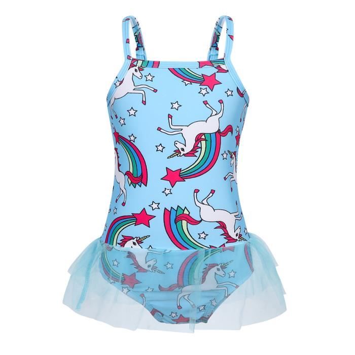 AmzBarley Maillot de Bain Fille Une Pièce Maillot de Bain Licorne UV Protection Bikini Enfant Plage été Sport Piscine Plage