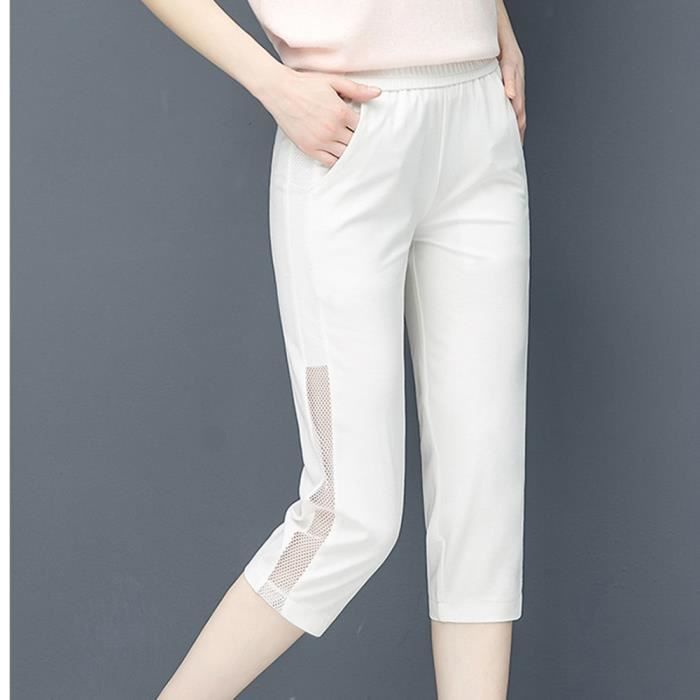 Pantacourt Crayon Femme Taille Élastiquee Léger Taille Haute