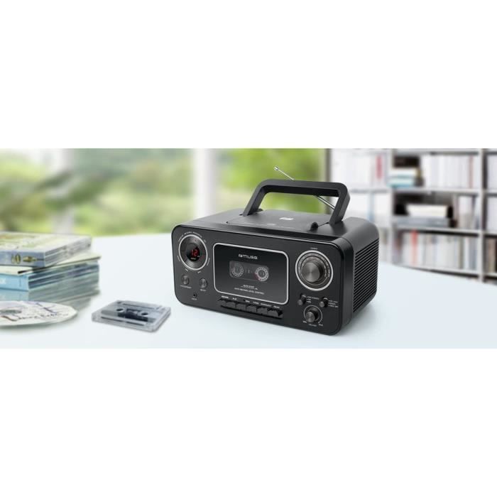 radio Stéréo portable Lecteur CD Cassettes avec fonction enregistrement noir