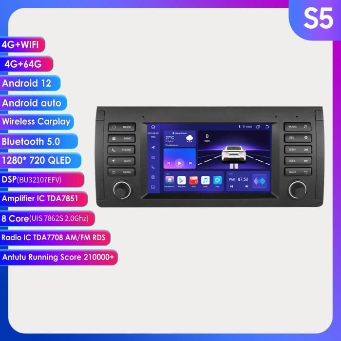 4G+64G Android 12 Autoradio lecteur multimédia navigation pour BMW e39 e53 M5 1995-2003 2din audio stéréo BT GPS wifi rds Carplay