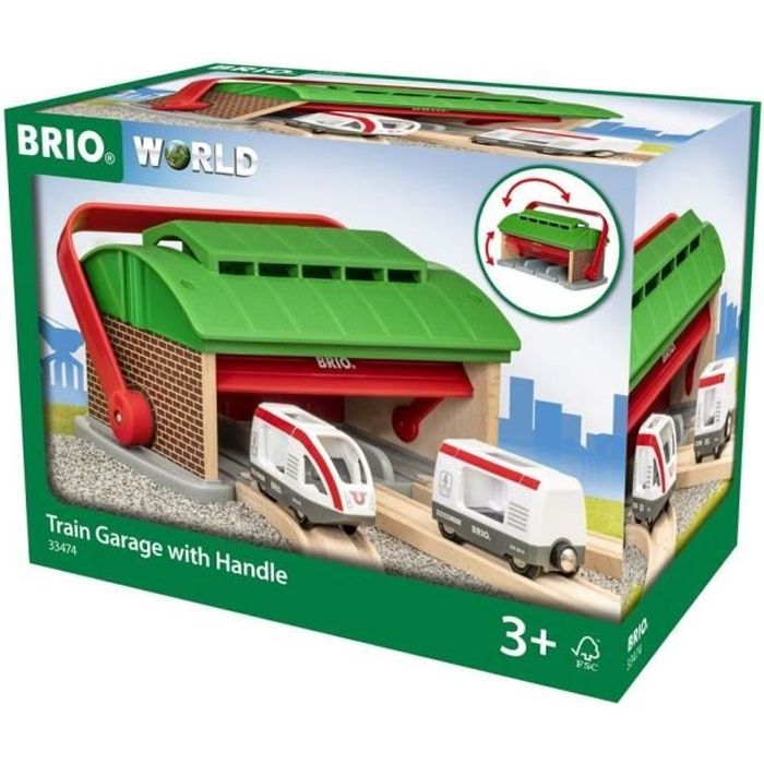 Brio World - 33474 - Garage pour Trains Portatif - Accessoire pour circuit de train en bois - dès 3 ans