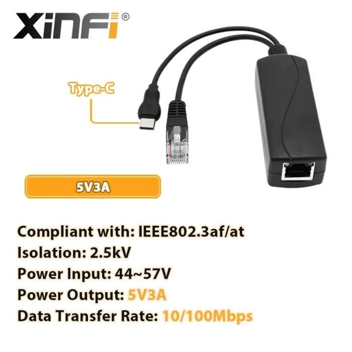 Lot De 2 Répartiteurs PoE Micro USB - Convertit 48V PoE En 5V 2.4A Pour Caméra IP, Téléphone, Tablette