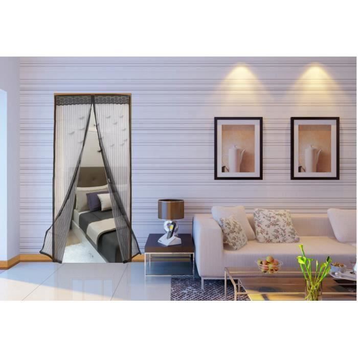 Rideau Moustique, 215 X 145 Cm Automatique Rideau Porte,Rideau Anti Mouche Insectes Aimantée Bande Adhésive Fermeture Magnetique Ideal, Maille Ultra Fine, Moustiquaire Magnetique(Gris