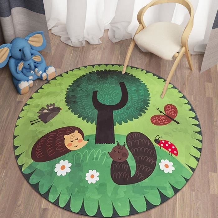 Fouride Tapis Rond ABC Alphabet Tapis En Peluche De Dessin Animé Tapis Mignon Antidérapant Pour Chambre D'enfant Chambre De Classe Chambre De Bébé Chambre De Garçon Fille Décoration (Blanc, 80cm