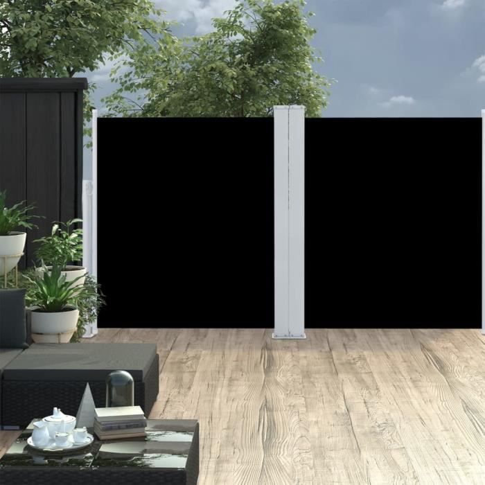 Paravent extérieur rétractable de patio 100x500 cm Noir - Paravent