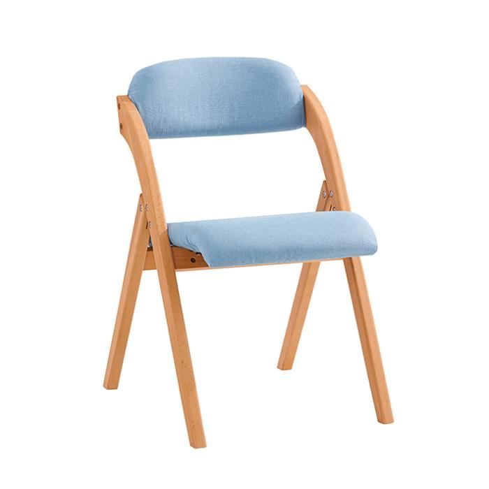 SoBuy FST92-BL Chaise Pliante en Bois avec Assise et Dossier Rembourrés Bleu – 47 x 60 x 77 cm