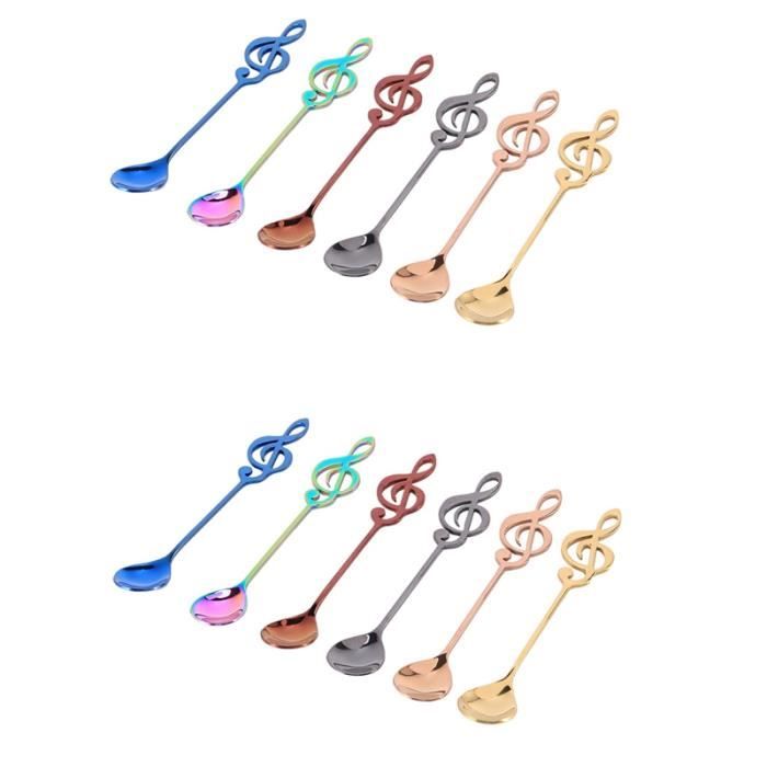 Cuillères En Verre Adorables - Lot De 4, Manche Coloré, Pour Desserts, Café, Cocktails - Design Créatif