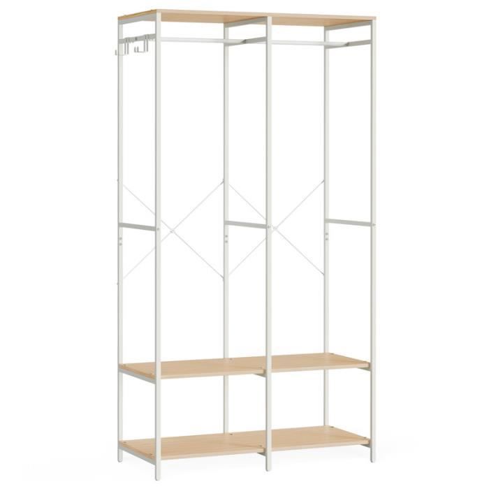 Armoire de Chambre - SONGMICS - Pliable avec Tringle et Crochet Amovible - 40 x 945 x 180 cm - Beige Naturel