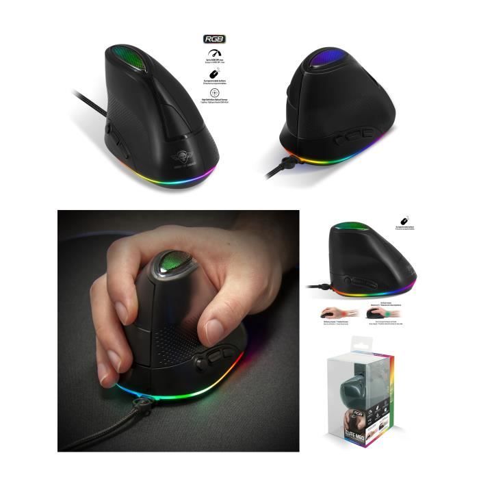 Souris Gamer Elite M60 RGB - 20000 DPI, 9 Boutons Programmables, Rapid Fire, Pour PC - 6