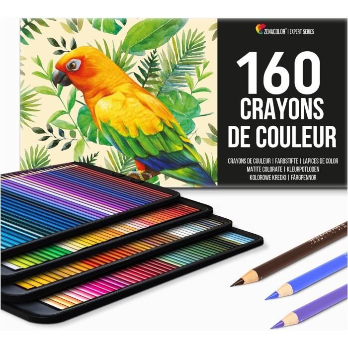 Zenacolor 160 Crayon de Couleurs Professionnel, avec Boîte de