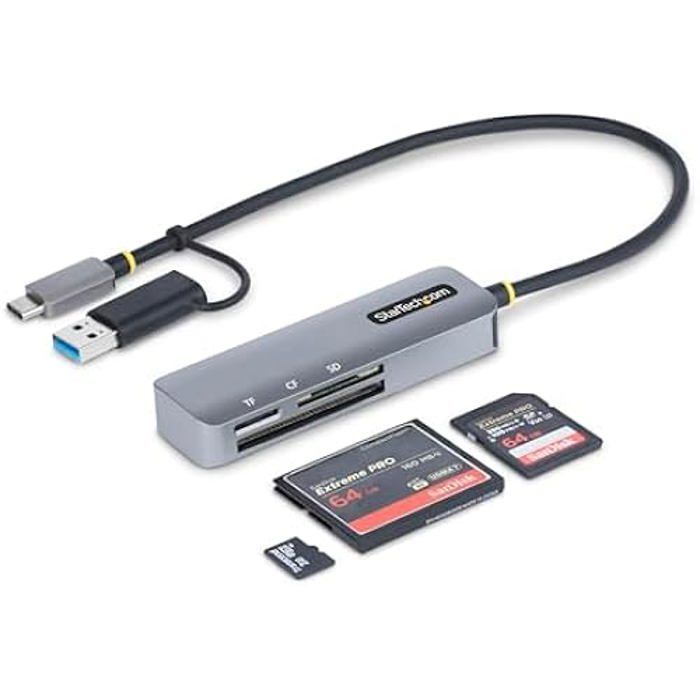 StarTech.com Lecteur de Cartes Mémoire Multi-Média Lecteur de Cartes SD/microSD/CompactFlash Adaptateur de Cartes Portables USB