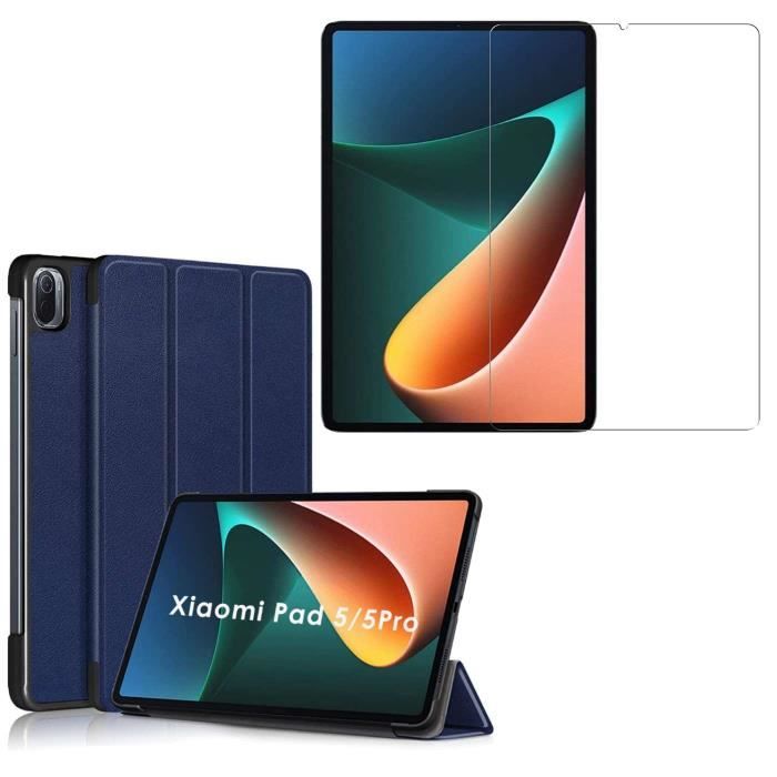 Tablette Coque Xiaomi Pad 5 / Pad 5 Pro 11 Gris Housse PU Cuir Avec Film  de protection d'écran Film trempé 2 Pack - Cdiscount Informatique